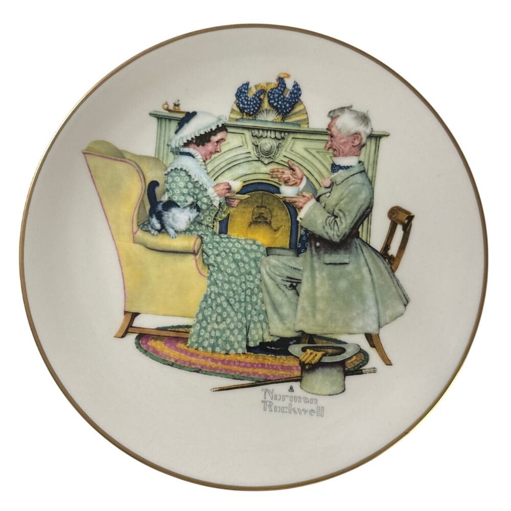 Gorham Norman Rockwell Winter-Gaily Sharing Vintage Times Collector Plate
